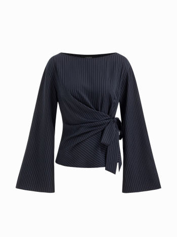 Midnight Stripe Tie Blouse