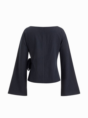 Midnight Stripe Tie Blouse