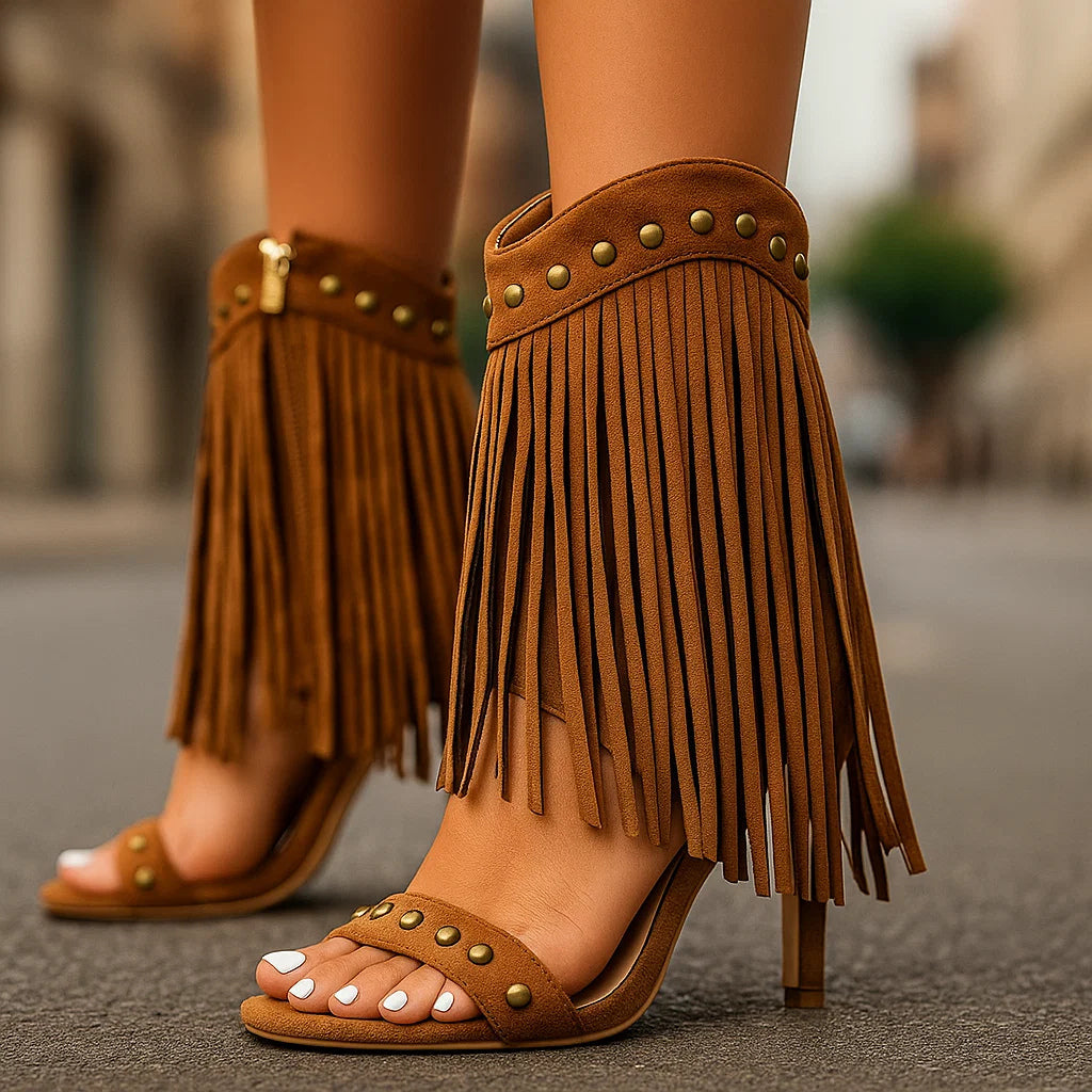 SHANIA SUEDE FRINGE HEELS