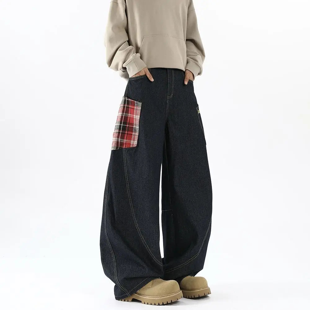 Y2K Vintage Plaid Harem Jeans