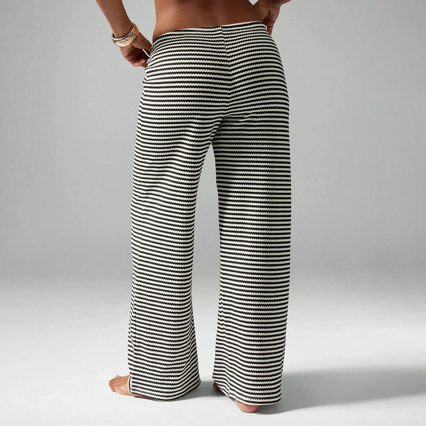 Women's Black Striped Lounge Pants