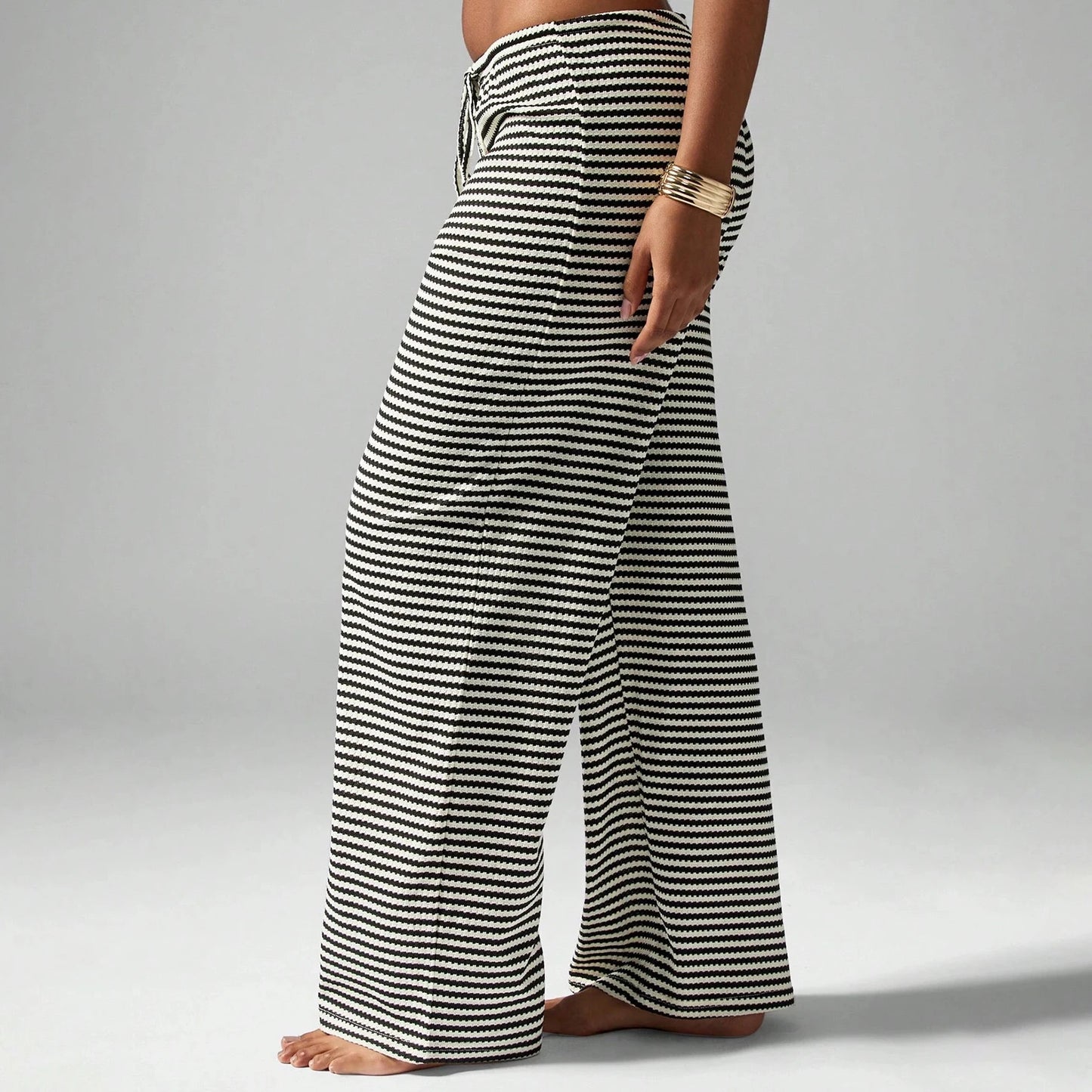 Women's Black Striped Lounge Pants