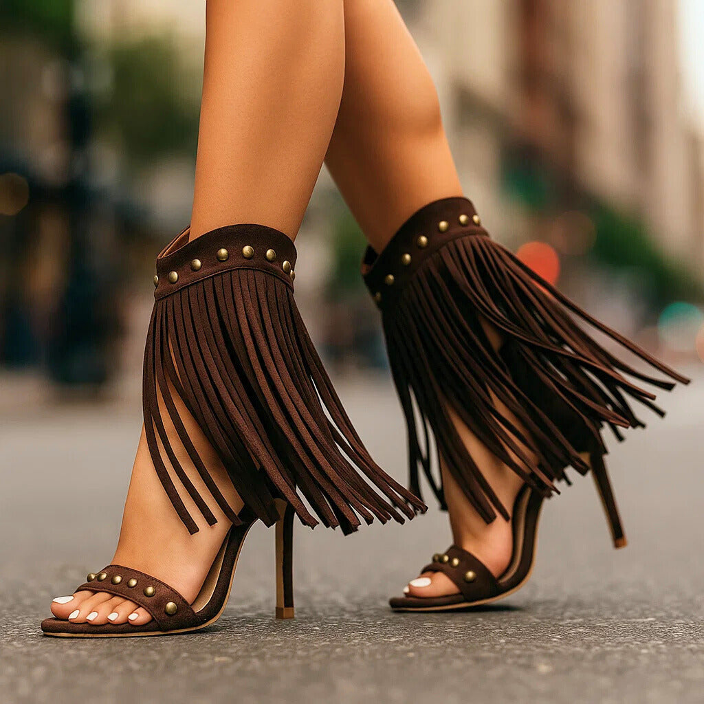 SHANIA SUEDE FRINGE HEELS