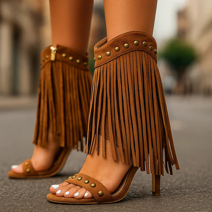 SHANIA SUEDE FRINGE HEELS