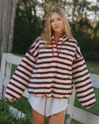 CozyStripe Fleece Pullover