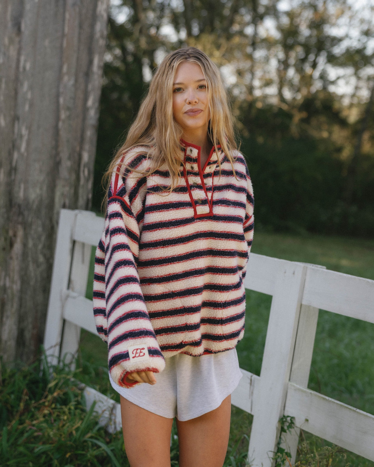 CozyStripe Fleece Pullover