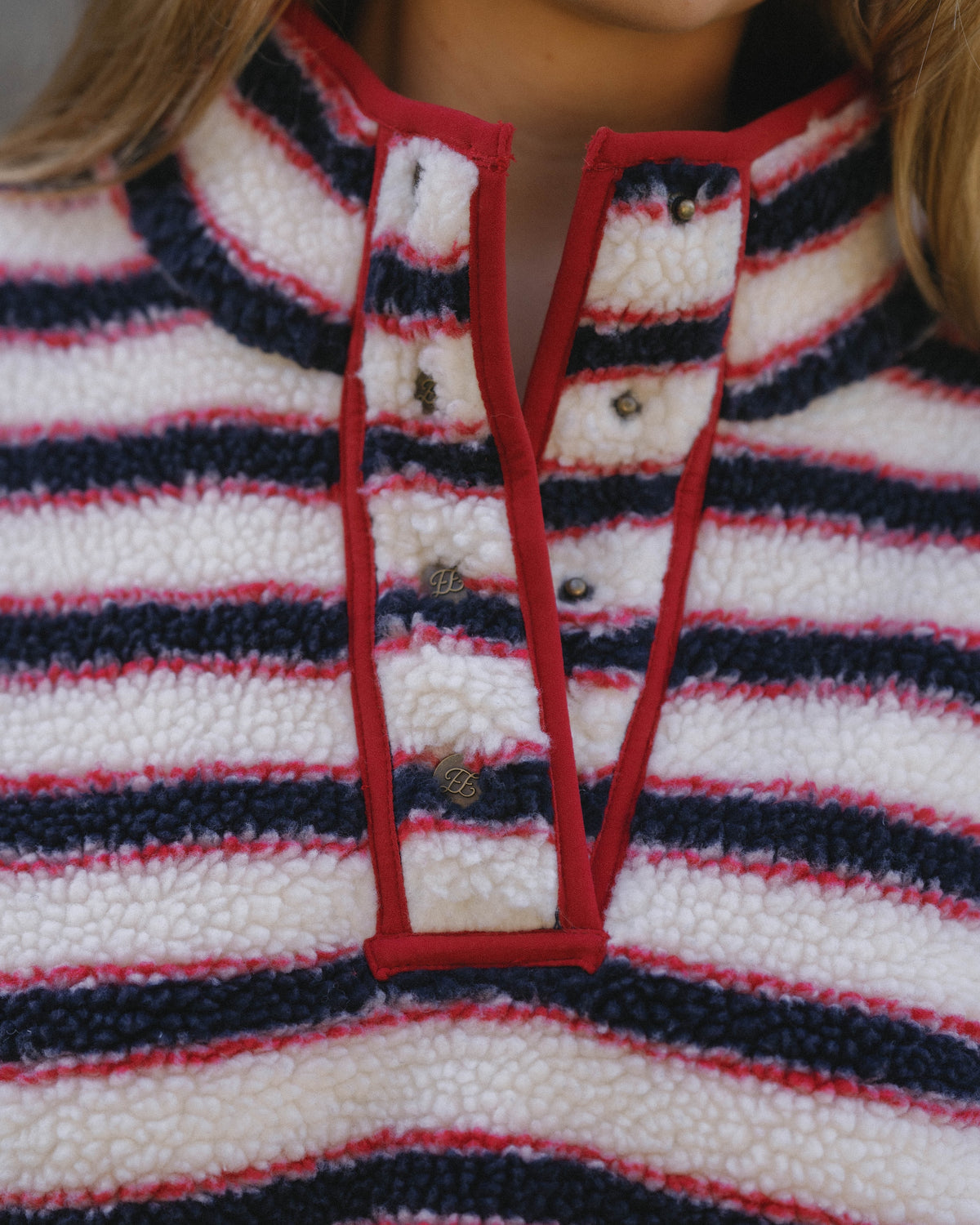 CozyStripe Fleece Pullover