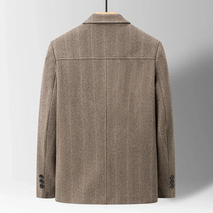 Savile Herringbone Wool Coat