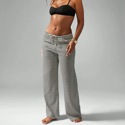 Women's Black Striped Lounge Pants