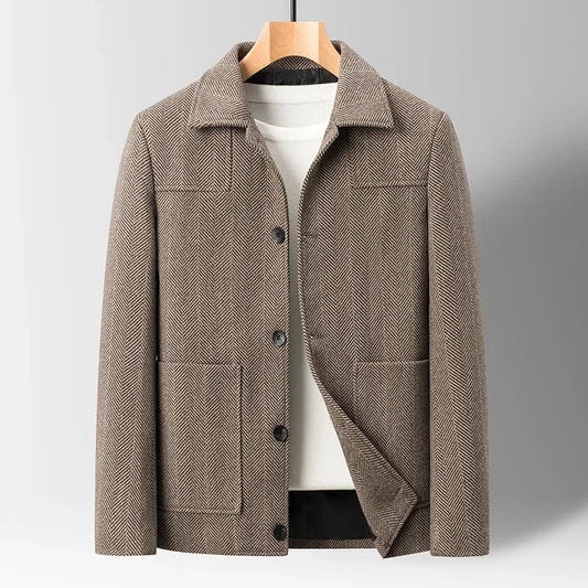 Savile Herringbone Wool Coat