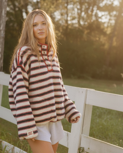 CozyStripe Fleece Pullover