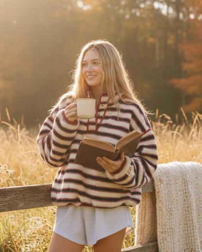 CozyStripe Fleece Pullover