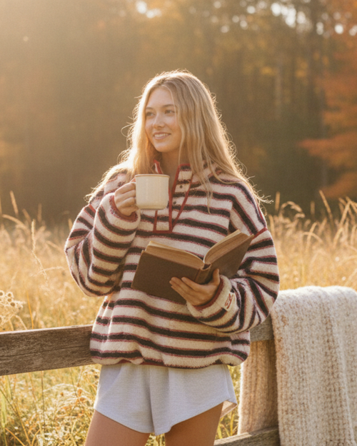 CozyStripe Fleece Pullover