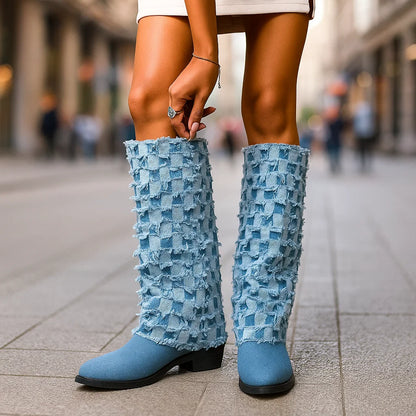 AMELIA MONTROSE DENIM HEELS